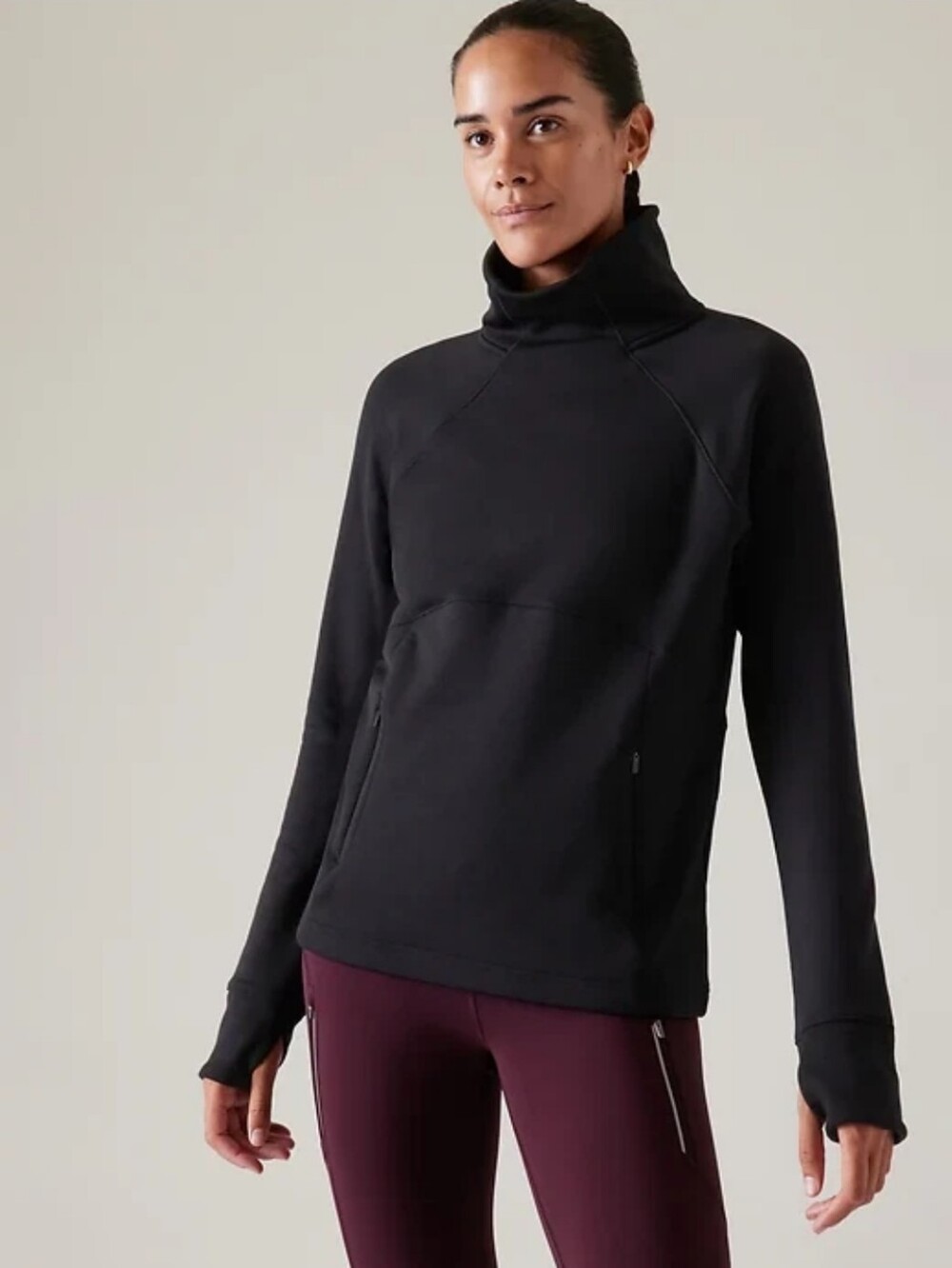 Athleta Altitude Polartec Funnel Neck Sweatshirt Black. Size XL.